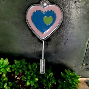 Vintage Heart multi-colored stick pin or can be used as a pendant